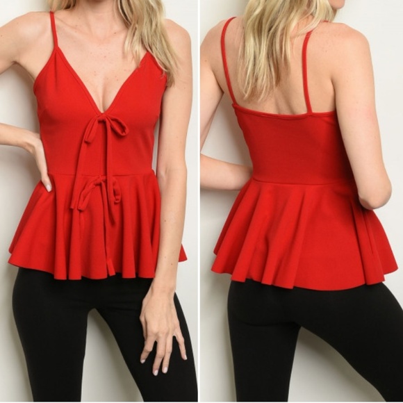 Red Peplum top - Picture 2 of 6